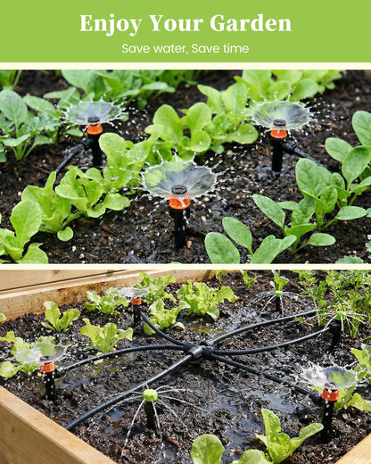 RAINPOINT Drip Irrigation System, Quick-Connect Garden Watering System Kit with Adjustable Emitters for Greenhouse, Garden Grid, Raised Bed, Potted Plant