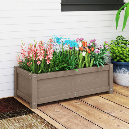 KETOYARK HDPE Raised Planter Box Outdoor,Rot-Resistant and Non-Cracking,Small Raised Beds for Gardening 29.5 * 14.4 * 9.8 in for Yard,Lawn,Outdoor Planter Boxes Rectangle with Drainage Holes Brown