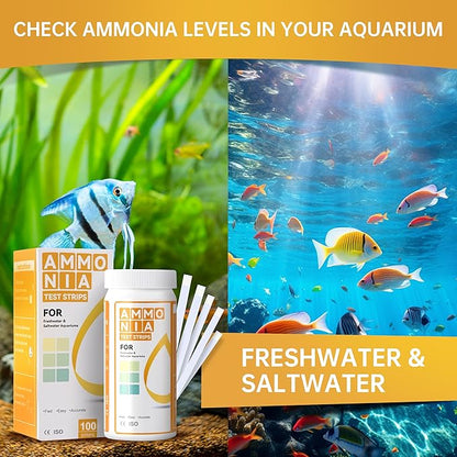 AAwipes Ammonia Test Strips for Fish Tank Aquarium Test Strips Aquarium Water Test Kit Freshwater Fish Tank (50)