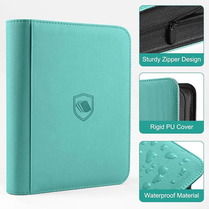 Toploader Binder, Holds 160 Toploaders, 100 Toploaders INCLUDED, 4-Pocket PU Cover Top Loader Binder for 3" x 4" Rigid Toploader, Ringless Double-Sided Toploader Card Binder for TCG, Sport Cards