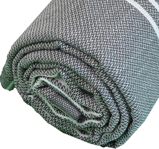 Bersuse Towels Anatolia XL Beach Blanket Throw Blanket Turkish Towel 100% Cotton Extra-Large Quick-Dry Lightweight Premium Peshtemal Towel - 61x82 Inches, Anthracite (Set of 6)