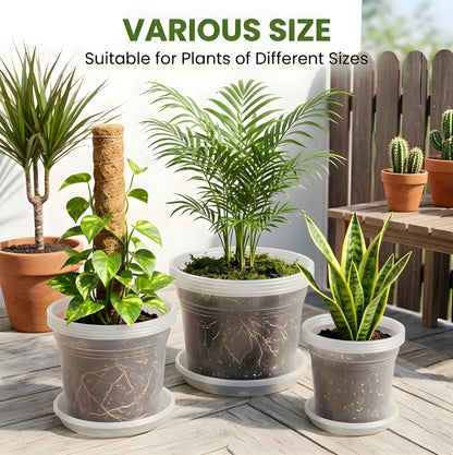 JADENIO 7/8/10 Inch Clear Nursery Pots with Drainage Holes, 15 Pack Plastic Plant Pots, Indoor & Outdoor Use, Ideal for Flowers, Vegetable Seedlings and Seed Starting