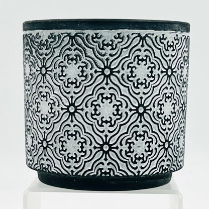 hadaaya Beautiful Succulent Pot – Black Mosaic Floral, Round Ceramic Planter with Mosaic Tile Design, Perfect for Home décor and Indoor Plants.
