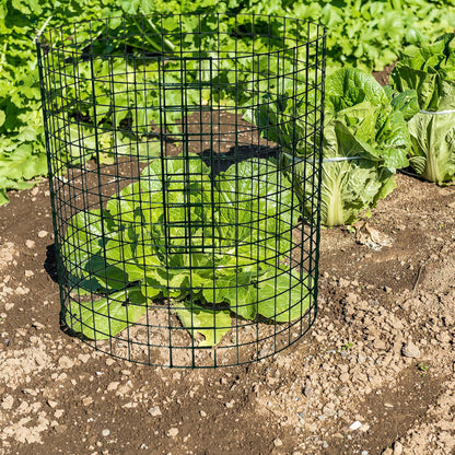 Hyuetrsa 12 Pack Plant Protectors from Animals, 14'' Dia x 14'' H Wire Plant Protector Cage,24 Pcs Pre-Bent Metal Mesh Plant Cages to Keep Rabbits, Squirrels and Chicken Out with Zip Ties & Stakes