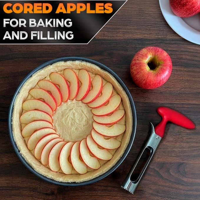 Apple Corer Tool – Stainless Steel Apple Core Remover with Durable Plastic Handle – Comfortable Grip, Easy to Use, Dishwasher Safe & Long-Lasting | Works for Apples, Pears, Tomatoes, Peppers & More