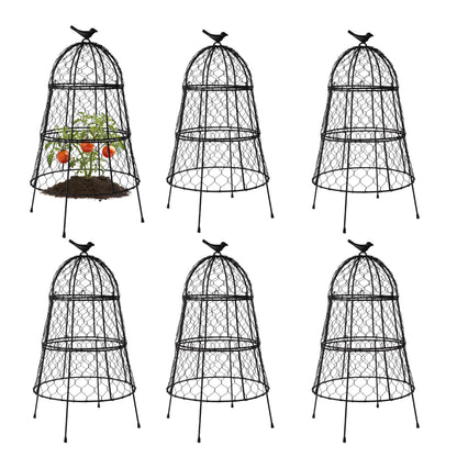 DHAMPOOH Pack of 6 Heavy-Duty Chicken Wire Plant Cloches – Rustproof Garden Protectors and Plant Cages for Vegetables and Flowers – Safeguard Plants from Deer and Critters – 20” x 12”