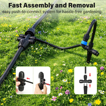 MIXC 2026-Upgrade 360° Adjustable Drip Irrigation System Kit, 200FT Bendable Watering Misting System with 3 Spray Nozzle Types, 1/2"(50FT) & 1/4"(150FT) Tubing for Garden Raised Bed Lawn & Greenhouse