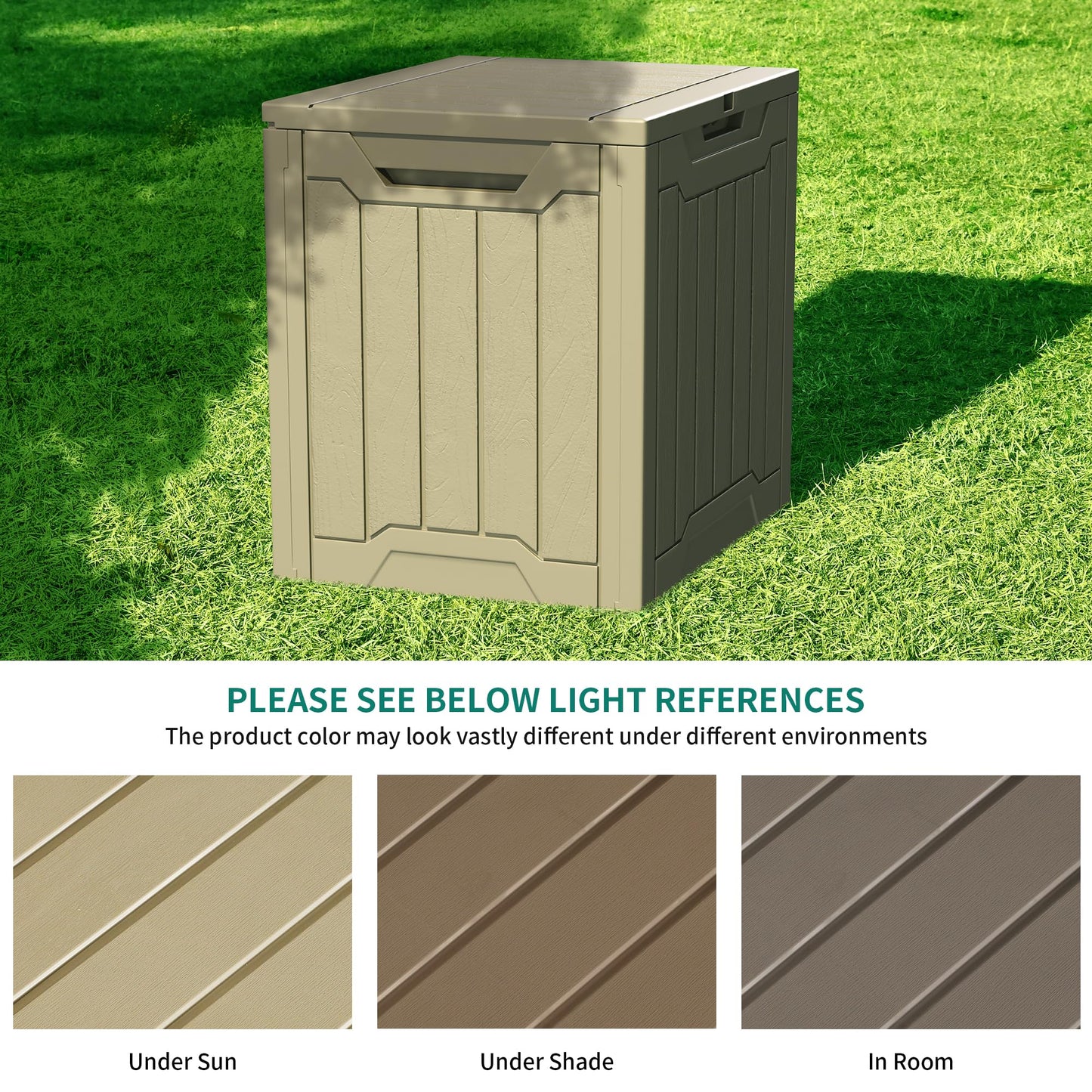 YITAHOME 31 Gallon Outdoor Storage Deck Box, Waterproof Resin Package Delivery and Storage Box with Lockable Lid for Patio Furniture Cushions, Pool Accessories, Garden Tools, Taupe