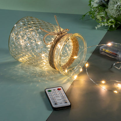 Artificial LED Green Rose Flowers with Glass Vase, Remote Control Led Light, Flower Arrangement for Table Centerpiece, Home Office Wedding Decoration