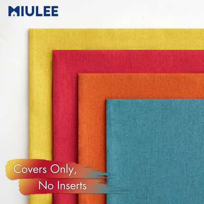MIULEE Pack of 4 Decorative Outdoor Throw Pillow Covers Linen Waterproof Pillow Covers Summer Farmhouse Cushion Cases for Patio Garden Tent Balcony Couch Sofa 18x18 Inch Red/Turquoise