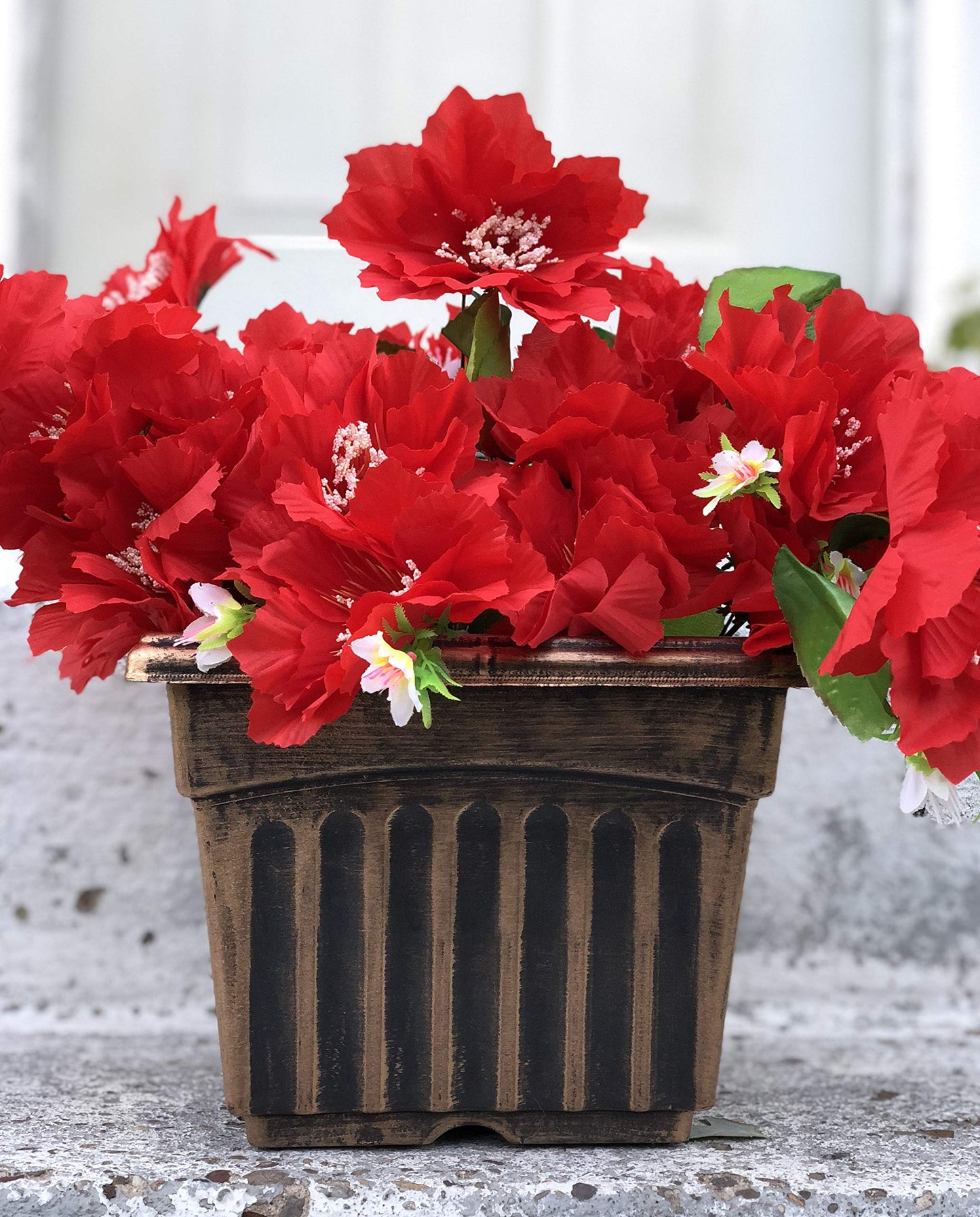 Sapphire USA 9" Square Planter Rustic Greek Column Look Set of 2 Flowerpot for Nursery Indoor Outdoor Garden Patio Office and Home Decor (Medium, Gold)