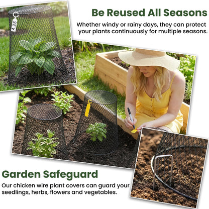 SOUJOY 15 Pcs 12 Inch Large Chicken Wire Cloche Plant Protector Cover, Heavy Duty Metal Garden Plant Protector from Animals, Plant Cages for Keeping Bunnies, Chickens, Squirrels, Birds Other Out