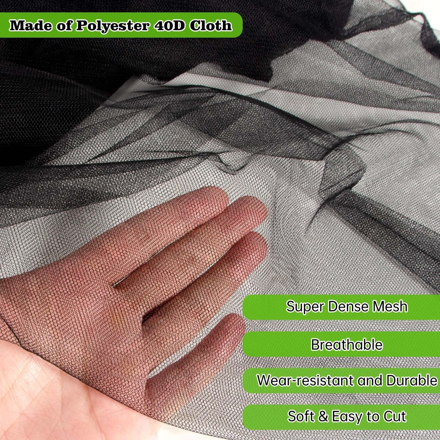 39 x 10 Ft Mosquito Netting for Garden Patio, Breathable Mesh Net for Bird and Insect Protection, Plant Cover for Vegetables, Fruits and Flowers, 3x12m Black