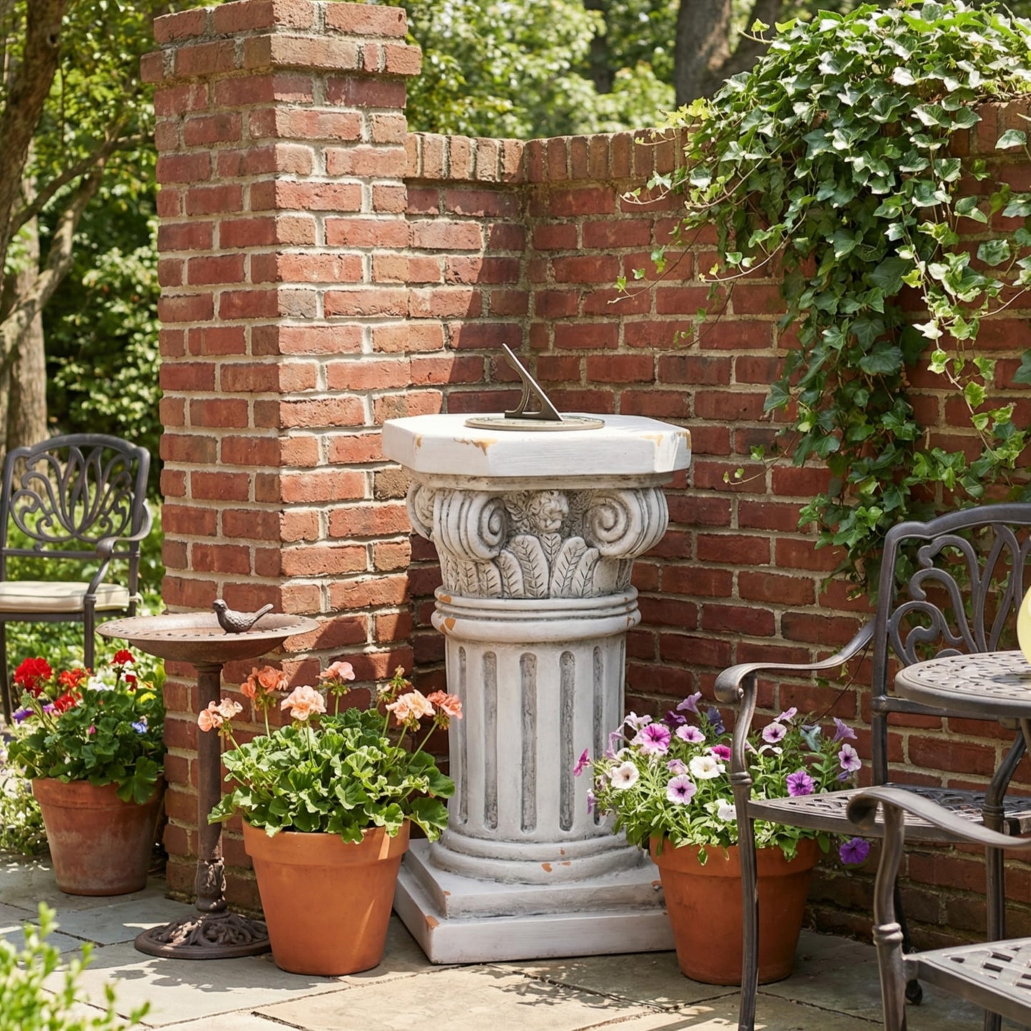 Christopher Knight Home 18.50"H Ionic Pedestal Plant Stand MGO Decorative Side Table Indoor Outdoor Entryway Garden Living Room Patio Sculpture Base, Antique White