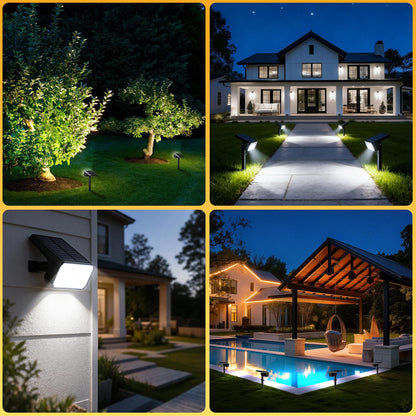 Flaow Solar Spot Lights Outdoor, [10 pack/118 LED] 4 Modes Auto On/Off Solar Landscape Spotlights, Ip67 Waterproof Solor Powered Pathway Lights for Outside Yard Garden Walkway Tree Patio (Cool White)