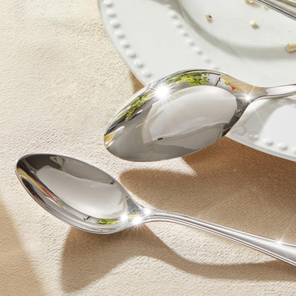 KINGSTONE 12 Piece Teardrop Dinner Spoons(8.14 inch), 18/10 Stainless Steel Spoon Set, Premium Table Spoons, Durable Metal Spoon for Home, Kitchen, Restaurant, Mirror Polished, Dishwasher Safe