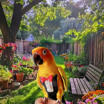 Bird Harness Leather Set Tuxedo Flight Suits with Nappy Diapers Waterproof Inner Layer Urine Wet for Parrot Cockatiel Conure Parakeet Macaw Budgie (XL)