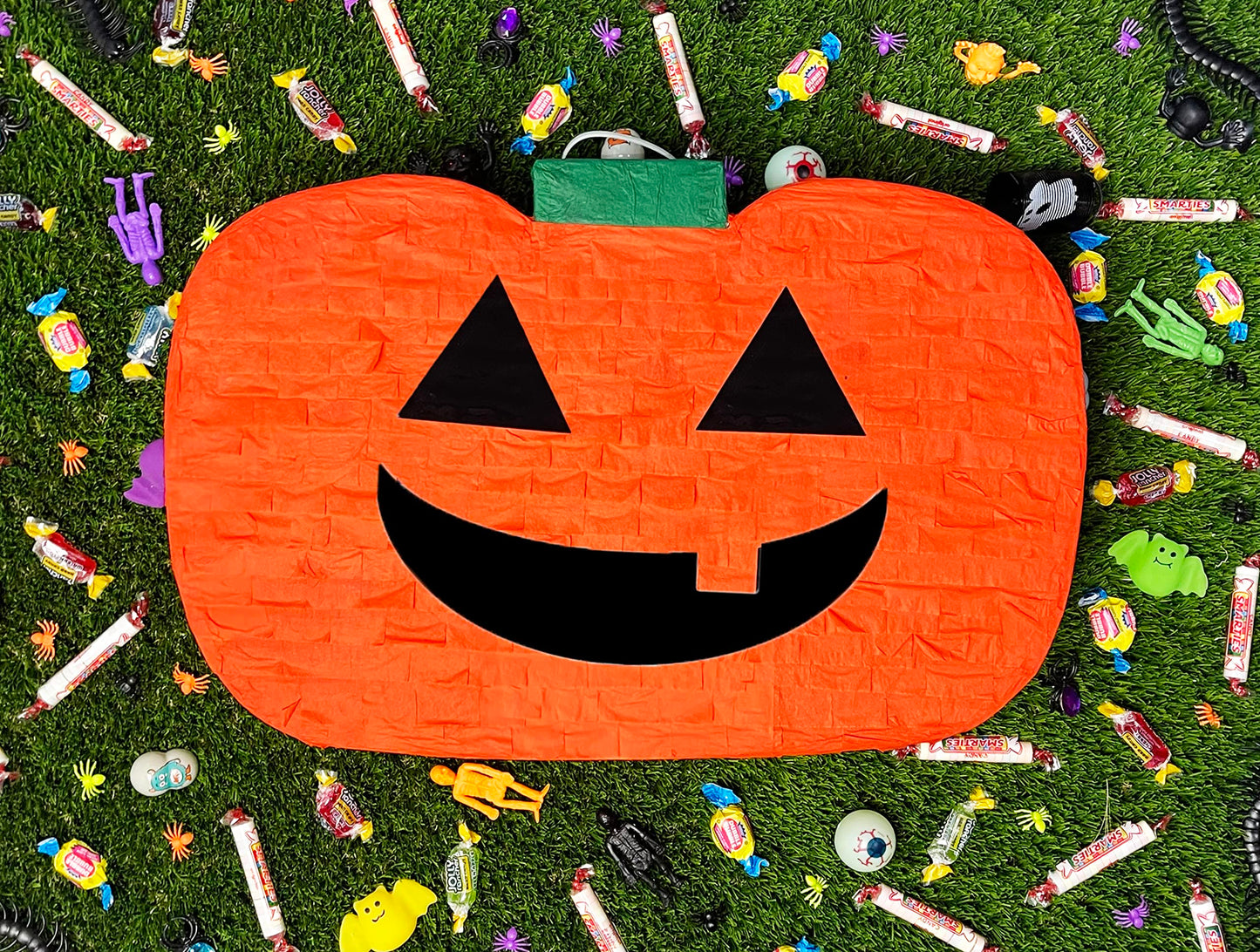Jergrim Halloween Pumpkin Piñata 4-piece set 16"x11" Perfect for Halloween Party Decorations, Photo Prop, Jack-O'-Lanthern, October Birthday, Funny, Scary and Spooky, Fits candy/favors