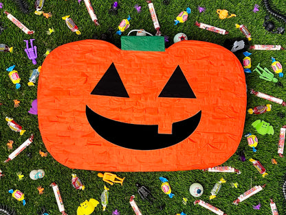 Jergrim Halloween Pumpkin Piñata 4-piece set 16"x11" Perfect for Halloween Party Decorations, Photo Prop, Jack-O'-Lanthern, October Birthday, Funny, Scary and Spooky, Fits candy/favors