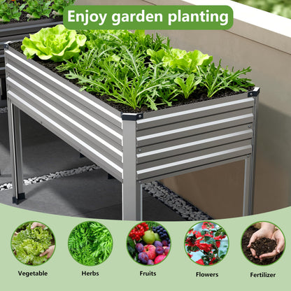 Easllre 2PCS 48×24×30in Galvanized Raised Garden Bed,Metal Elevated Planter Box with Legs for Patio,Balcony,Backyard,300lb Capacity,Silver