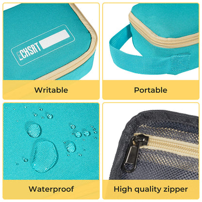 ECHSRT Large Pencil Case, Aesthetic Pen Pouch with Big Capacity, Minimalist Portable Stationery Bag with Handle for Office Organizer Teal Pencil Cases