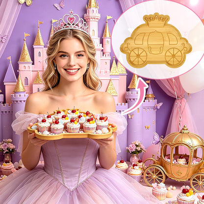 1 Pcs Princess Birthday Party Decorations Wooden Pumpkin Carriage Charcuterie Board Once Upon a Time Party Supplies Platter for Tabletop Reusable Food Trays for Sweet Baby Girls Birthday Party Favors