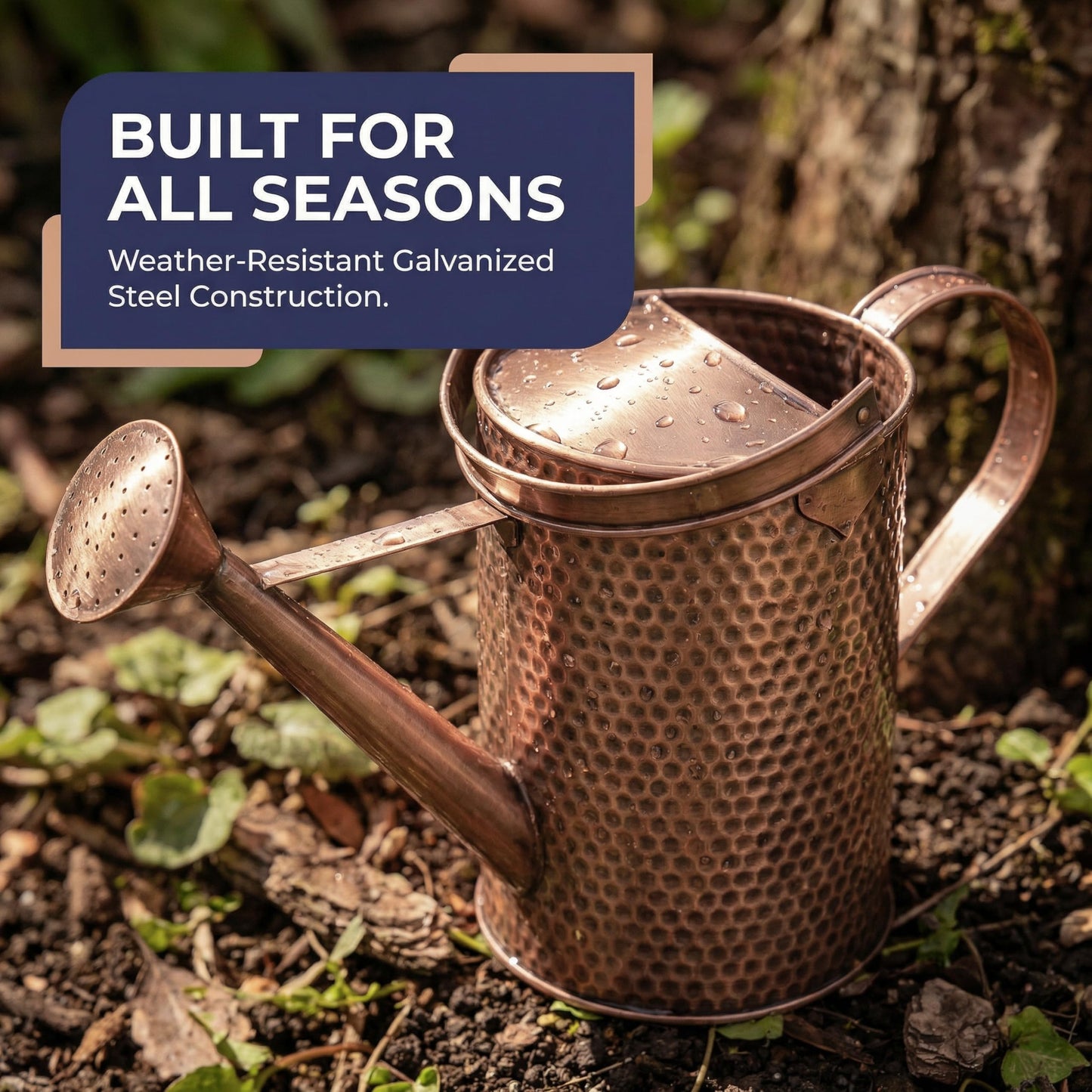 Gardenised 1 Gallon Galvanized Metal Watering Can with Removable Long Spout & Sprinkler Head for Indoor & Outdoor Use Ideal for Garden Flowers Potted Plants Houseplants Modern Home Accessories, Brown