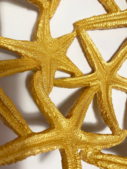 Mazeology Nautical Beach Seashore Starfish Centerpiece Bowl 11” Diameter Cast Resin Decorative Shiny Gold