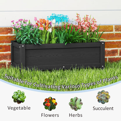KETOYARK HDPE Raised Planter Box Outdoor,Rot-Resistant and Non-Cracking,Small Raised Beds for Gardening 29.5 * 14.4 * 9.8 in for Yard,Lawn,Outdoor Planter Boxes Rectangle with Drainage Holes Black