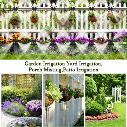 50FT Drip Irrigation System Kit, Garden Watering System with Quick Connectors 1/4 inch Drip Tubing & Quick Connect Fittings Adjustable Mist, Watering System for Outdoor Plants