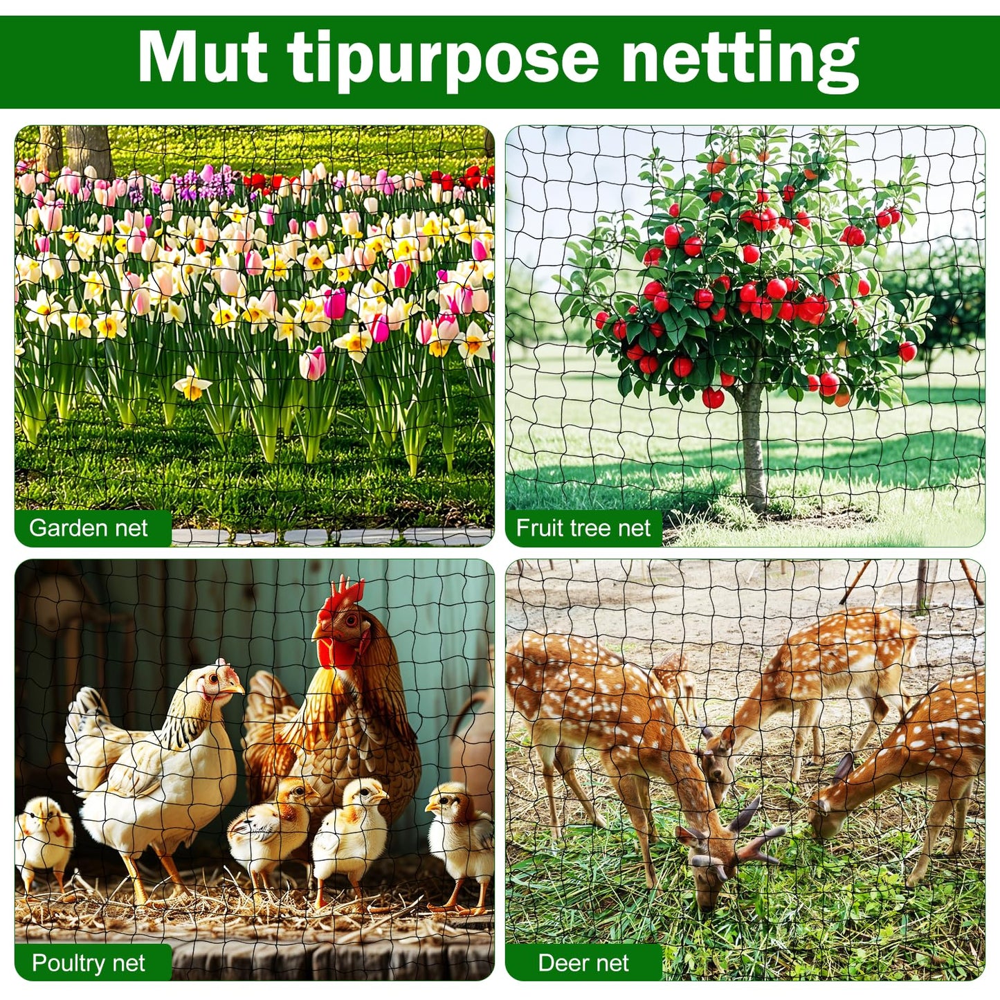 Poultry Netting 25x25 ft, 1" Square Mesh Heavy Duty Chicken Run Net, Garden Netting to Protect Plants, Fruit Trees, Vegetables from Birds, Deer, Pests & Animals for Farm, Orchard, Coop