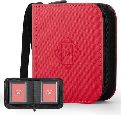 1 Pocket Toploader Binder Holds 40 Cards with 20 Sleeves Collectible Trading Card Album, for 3x4 Toploaders Hard Cases for TCG, MTG, Sports, Baseball, Football, Small Sports Card Book (1Red)