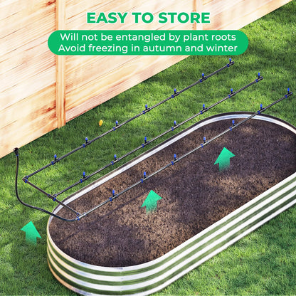 HIRALIY Raised Bed Drip Irrigation Kit Small, DIY Garden Grid Watering System, Garden Irrigation System, for Raised Beds up to 2 x 8FT