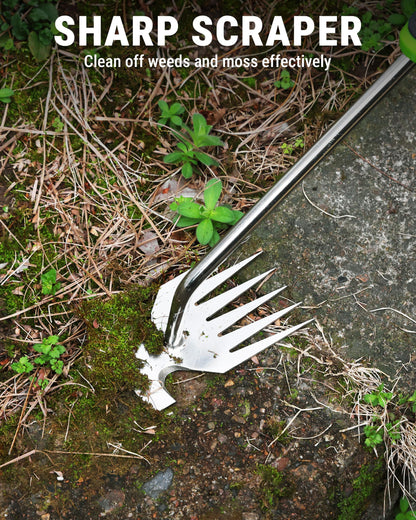 WORKPRO 15-Inch Weed Puller Tool, 6-Tine Heavy Duty Deep Root Remover for Dandelion, Stainless Steel Hand Weeder with Ergonomic Soft Grip for Lawn, Garden, and Yard