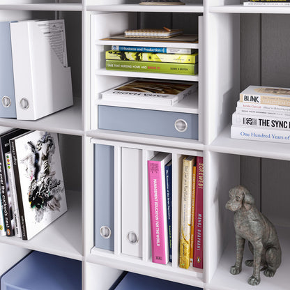 Ballucci 4-Tier Paper Sorter and File Organizer for Desk, Wood Mail Sorter, Fits into IKEA Kallax and ClosetMaid Cube Storage Shelves, Paper Tray, Mail Holder Stand for Classroom, Office, White