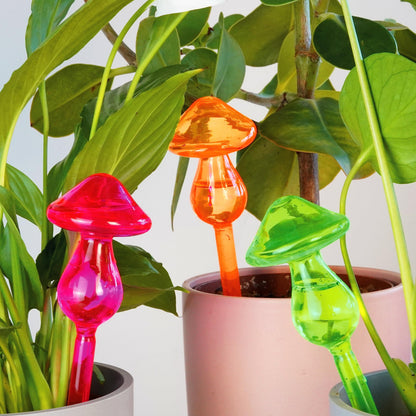 Bubblegum Stuff - Mushroom Micro Dousers, Neon Coloured Glass - Garden Tools, Home Accessories, Garden Gadgets, Automatic Watering System, Moisture Meter Plant - Batteries Included
