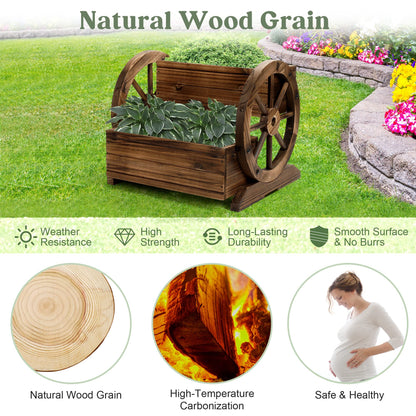 OIPRTGFJ Wooden Wagon Planter Box Garden Planter with Wheels (2-Tier Planter Box-2PCS)