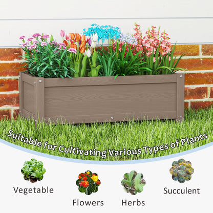 KETOYARK HDPE Raised Planter Box Outdoor,Rot-Resistant and Non-Cracking,Small Raised Beds for Gardening 29.5 * 14.4 * 9.8 in for Yard,Lawn,Outdoor Planter Boxes Rectangle with Drainage Holes Brown