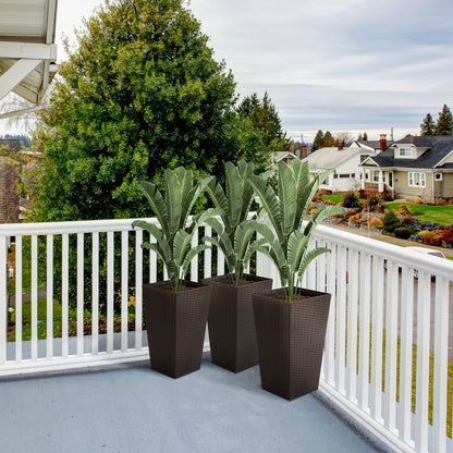 Majnesvon Set of 3 Tall Planters for Outdoor Plants, 24'' Modern Large Outdoor Planters with Drainage,Planter Pots for Patio Front Porch Backyard Decor (Brown, 24 Inch)