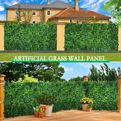 Yangrass 12pcs 20''x20'' Grass Wall Panels, Artificial Hedge Panels Greenery Wall, UV Protected Faux Grass Backdrop Privacy Fence Screen, Greenery Wall for Outdoor Indoor Garden Birthday Wedding Decor