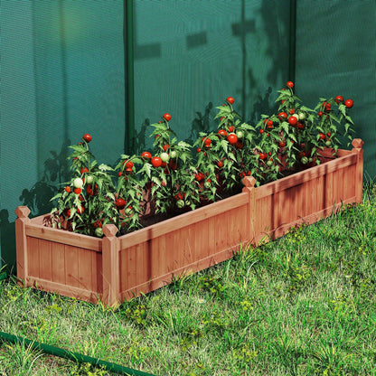 HAPPYGRILL Raised Garden Bed, Wood Elevated Flower Box with 8 Drain Holes, Liner, for Flowers, Vegetables, Herbs, Fruits, Outdoor Planter Box for Backyard, Garden, Lawn, 89" x 23.5" x 16"