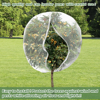 10 x 10ft Extra Large Fruits Tree Netting, Garden Mesh Insect Tree Cover with Zipper Drawstring Bird Barrier Net Plant Bag Blueberry Bushes Protection Plant Cover for Prevent Animals Deer Squirrel Bug
