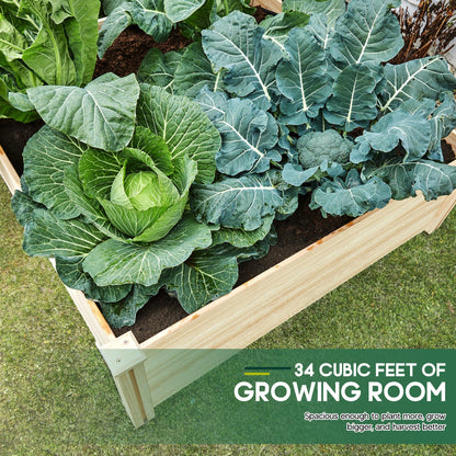 SPECRAFT 15 Inch Depth 8x4 FT Deep Wooden Raised Garden with Open Base, Extra Large Planter Box for Deep-Rooted Plants, Ideal for Outdoors, Patio, Backyard