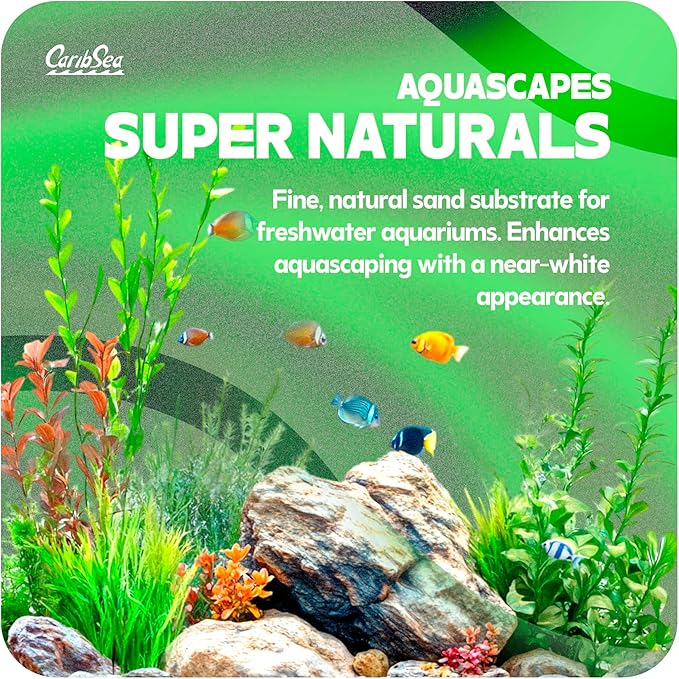 Carib Sea Super Naturals Aquarium Sand - 20 lb - Torpedo Beach - Natural Substrate for Freshwater Aquariums, Enhances Aquascaping & Promotes Healthy Aquatic Environment