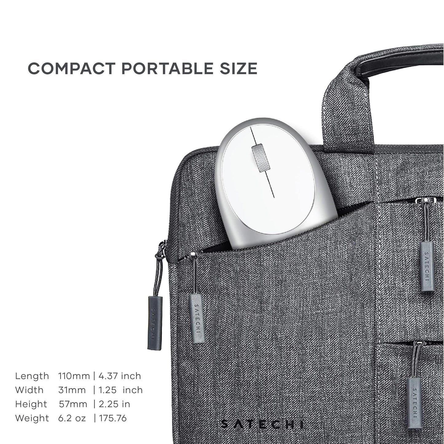 Satechi M1 Wireless Bluetooth Mouse, USB-C Rechargeable, Compact & Portable, for MacBook Air/Pro M4, iPad Air/Pro M4/M3, iPad mini, Mac mini, iMac & Windows - Space Gray