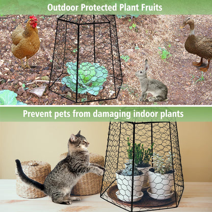 Budiwati 18.5" x 13" Large Plant Protection Cage, 5 Pcs Chicken Wire Cloche, Metal Protectors for Garden Plants, Protecting Fruits and Seedlings from Rabbits, Squirrels and Other Animals