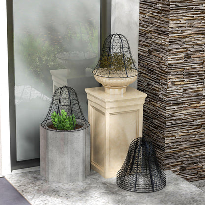 Garden Chicken Wire Cloche, 16" x 13" Stackable Animal Plant Protectors, 6 Pack of Metal Crop Cages to Keep Animals Out, Black