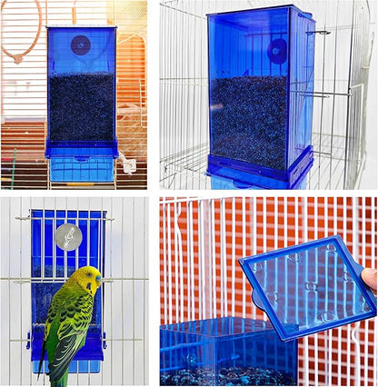Automatic Bird Feeder, No Mess Acrylic Parrot Foraging Feeders, Transparent Bird Feeder Container Cage Accessories for Most Birds Parrot Canary Cockatoo(2 Pack)