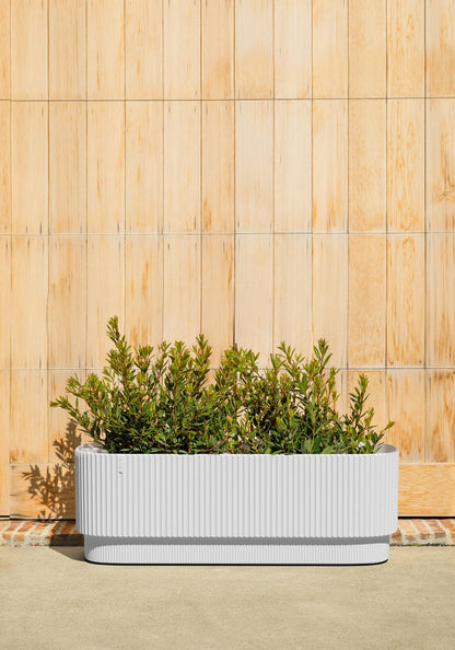 Veradek Demi Series Long Planter for Porch, Patio, Backyard | Durable Plastic-Stone Composite Material | Modern Décor for Shrubs, Flowers