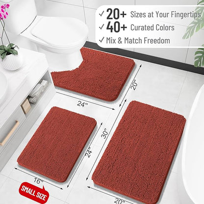 OLANLY Large Bathroom Rugs 70x46, Soft Absorbent Chenille Bath Rugs, Rubber Backing Quick Dry, Machine Washable Bath Mats for Bathroom Floor, Tub and Shower, Home Decor Accessories, Rustic Terracotta